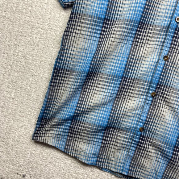 Y2K Oakley Blue Plaid Short Sleeve Button Down Shirt Mens 2XL Regular Fit - Picture 6 of 15